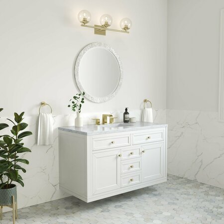 James Martin Vanities Chicago 48in Single Vanity, Glossy White w/ 3 CM Carrara Marble Top 305-V48-GW-3CAR